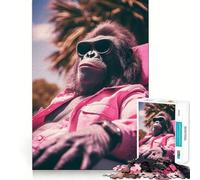 Cool Gorilla Sunglasses Adults 1000 Piece Jigsaw Puzzle Decompress Game, Bright Hue, Playful Challenge, Night Fun (50x75cm)