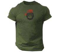 Cool Gorilla T Shirt Gym Clothing Bodybuilding Training Workout Exercise Kick Boxing MMA Top (UK, Alpha, XXL, Regular, Regular, Military (Black Print))