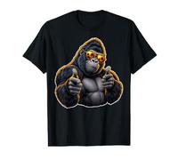 Cool Gorilla Thumbs-Up Tropical Sunset Funny Animal Value Graphic T-Shirt