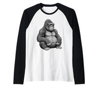 Cool Gorilla with Sunglasses Funny Ape Animal Lover Raglan Baseball Tee