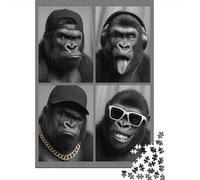 Cool Gorillas Collage, Jigsaw for Adults, 1000 Pieces, 38x26cm/1000pcs | For puzzle lovers in winter: Adult jigsaw puzzle with 1000 pieces; for family downtime during the festive period.