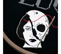 Cool Gothic Stitch Needle Minder Magnet- “Lady with Skull”, Magnetic Needle Keeper for Cross Stitch, Embroidery Needles Organizer, Sewing Aid Accessory, Craft Tool Gift & Trusted Stitching Companion