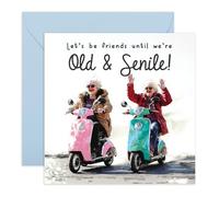 Cool Grandmas Birthday Card - 'Friends Til Old And Senile' - Gifts for BFF, Besties, Best Friends, Sister, Her - Riding Scooters - Comes with Fun Stickers