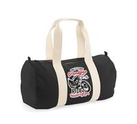 Cool Grandpa’s Motorcycles - Vintage Biker Father’s Day Gift, Barrel Bag, Holdall Zip Sports Duffle Bag. (Black)