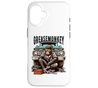 Cool Grease Monkey with Sunglasses Working on Vintage Truck Case for iPhone 16