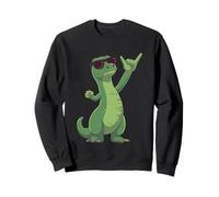 Cool Green Lizard Reptile Rock Hand Sign Punk Graphic With Sweatshirt