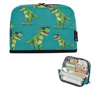 Cool Green Rex Dinosaurs Blue Zipper Pencil Case Large Pencils Pouch Pencil Storage Bag Cute Pen Pouch for Girls Prints Stationery Kids Back to School Supply