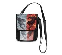 Cool Grey Red Leopard Travel Wallet Passport Holder Travel Organizer Slim Lightweight Crossbody Bag with Adjustable Strap