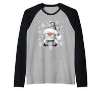 Cool Grey Santa Gnomie for Gothic and Emo with Winter Gnome Raglan Baseball Tee