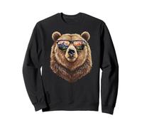 Cool Grizzly Bear with Sunglasses Mountain Reflection Sweatshirt