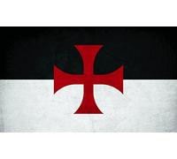 Cool Grunge Effect Knights Templar Flag Stickers 184mm by 110mm, Vinyl, Waterproof