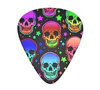 Cool Guitar Picks 12 Pack W Box Celluloid Cool Picks neon gothic skull Gift for Men & Women Guitarists For Acoustic Electric and Bass Guitars