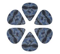 Cool Guitar Picks 6 Pack Abstract Paint Gold Glitter Blue Marble, Thin, Medium, Thick For Electric Guitar, Acoustic Guitar, Bass & Ukulele