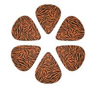 Cool Guitar Picks 6 Pack Animal Print Tiger Stripe, 0.46mm/0.71mm/0.96mm Gauges For Electric, Acoustic, Bass & Mandolin