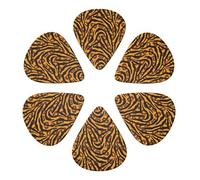 Cool Guitar Picks 6 Pack Animal Print Tiger Stripe, 0.46mm/0.71mm/0.96mm Gauges For Electric, Acoustic, Bass & Mandolin