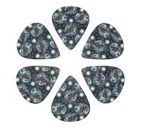 Cool Guitar Picks 6 Pack Blue Universe Galaxy Magic Wolf In The Space, Thin, Medium, Thick For Electric Guitar, Acoustic Guitar, Bass & Ukulele