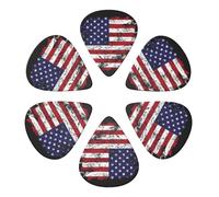 Cool Guitar Picks 6 Pack Usa Flag Grunge American Flag, Thin, Medium, Thick For Electric Guitar, Acoustic Guitar, Bass & Ukulele
