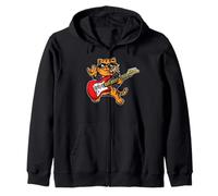 Cool Guitar Playing Cat Guitarist Rockstar Zip Hoodie