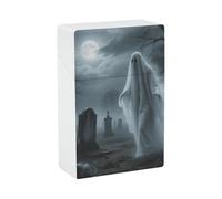 Cool Halloween Ghost Cigarette Case Hard Plastic Flip-Top Slim Pocket-Size Cigarette Holder for 18-20 King Size Cigarettes Crush-Proof Cig Case Reusable Smoking Accessories for Men Women