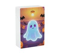 Cool Halloween Ghost Cigarette Case Hard Plastic Flip-Top Slim Pocket-Size Cigarette Holder for 18-20 King Size Cigarettes Crush-Proof Cig Case Reusable Smoking Accessories for Men Women