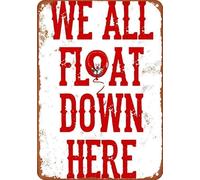 Cool Halloween Horror Movie It Stephen King We All Float Down Here Pennywise Poster Aluminum Metal Tin Retro Sign For Bars Restaurants Bars Hotels Zoos Cafes Retro Metal Tin Sign 8X12 inches