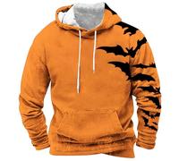 Cool Halloween Jumperfor Men Mens Printed Sweatshirt Crow Printing Hoodies Long Sleeve Hooded Sweatshirts 1/4 Button Pullover Loose Fit Sweatshirt Work Hoody Hoodie Holiday Costumes Adult Scary