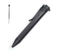cool hand Gear Bolt Action Pen Carbon Fibre, Ballpoint Pen with Pocket Clip, for Travel, School, Work, Birthday, Classic Black