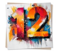 Cool Happy 12th Birthday Card For Loved One - Graffiti - For Child, Grandchild, Niece, Nephew, Sister, Brother