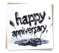 Cool Happy Anniversary Card for a Loved One - Water, Splash, Funky Design - for a Special Someone, Partner, Friend, Bestie, Husband, Wife