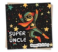 Cool Happy Birthday Card for Uncle - Astronaut, Stars, Funky, Dancing, Super - For Loved One, Family, Relative