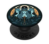 Cool Hecate Gods Illustration Halfmoon Unique Women Men Kids PopSockets Swappable PopGrip