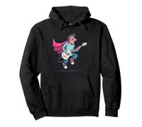 Cool Hero with Cape and Electric Guitar Costume Pullover Hoodie