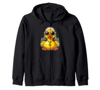 Cool Hippie Chick Rubber Duck, Hippy Duckie 60's Vibe Zip Hoodie