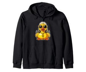 Cool Hippie Chick Rubber Duck, Hippy Duckie 60's Vibe Zip Hoodie