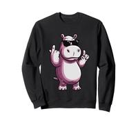 Cool Hippo Rock Hand Sign Sunglasses Animal Graphic And Sweatshirt