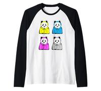 Cool Hipster Panda in Slicker Gift for Men, Wome, and Youth Raglan Baseball Tee