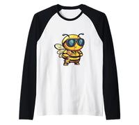 Cool Honey Bee Summer Vibes Comic Raglan Baseball Tee