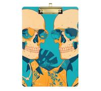 Cool Human Skulls Orange Green Leaves Acrylic clipboard with Organizer Standard Letter A4 Size Transparent for Soccer Truck Driver Gold 12x9in Tabla para escribir