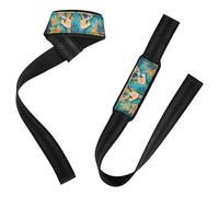 Cool Human Skulls Orange Green Leaves Lifting Wrist Strap Neoprene Padded Gym Workout Straps for Weightlifting, Bodybuilding, Powerlifting, Strength Training