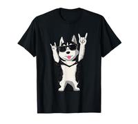 Cool Husky Rock On Funny Dog Lover Animal Graphic Siberian T-Shirt