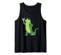 Cool Iguana Rock On Funny Reptile Lover Animal Graphic Hand Tank Top