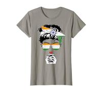 Cool Indian Coffee Mama Mom Mommy Girl Aunt India Flag Print T-Shirt