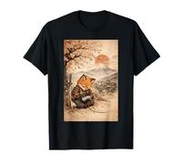 Cool Japanese Anime Warrior Samurai Fox and Game Controller T-Shirt