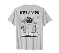Cool Japanese Urban Style Black Cat Art (Art Back) T-Shirt, Men, Silver Grey, 3X-Large