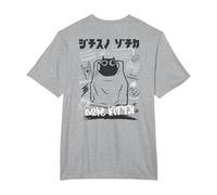 Cool Japanese Urban Style Black Cat Art (Art Back) T-Shirt, Men's Big and Tall, Heather Grey, 4X Tall