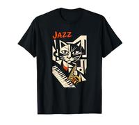 Cool Jazz Cat Saxophone Player Abstract Art T-Shirt