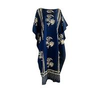 Cool Kaftans JAVA Print Cotton Kaftan Caftan Dress One Plus Size New Cool Kaftans (FS, Blue)
