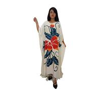 Cool Kaftans New Amazing White Orchid Flower Kaftan Dress Floral Butter Soft Fabric - XXL