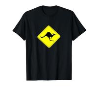 Cool Kangaroo Crossing Road Sign Australia Roo Value Graphic T-Shirt, Men, Black, M