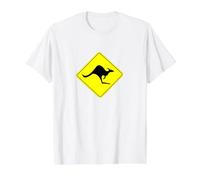 Cool Kangaroo Crossing Road Sign Australia Roo Value Graphic T-Shirt, Men, White, XL